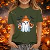 Kids Halloween Printed Short Sleeve T-Shirt Loose Fit Round Neck Casual Tee