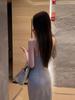 Light Gray Lace-up Neck Dress Summer Sexy Pure Desire Slim-fitting Waist Version Suspender Backless Long Dress