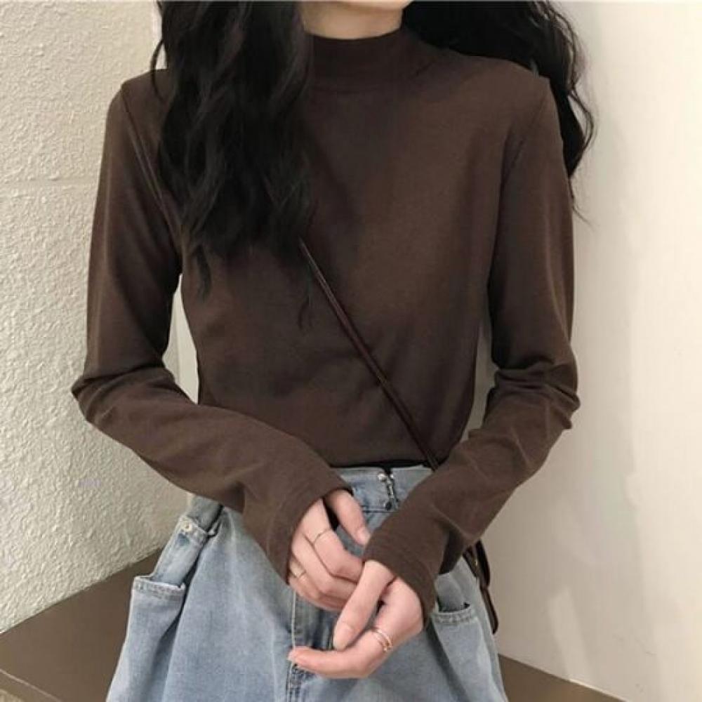 Navava Women Solid Inner VelveT Half Polo Long Sleeve T shirT nT3117
