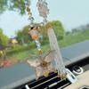 Women Song Brocade Butterfly Crystal Car Pendant Rearview Mirror Hanging Decoration
