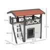 Outdoor Cat House with Terrace and Wooden Ladder, 77x50x73cm, White and Grey