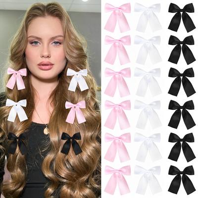2pcs Barrettes à cheveux nœud papillon Cheer Up pour fille Nœuds en ruban de couleur unie Épingles à cheveux Pince à cheveux Accessoires pour cheveux de boutique pour enfants