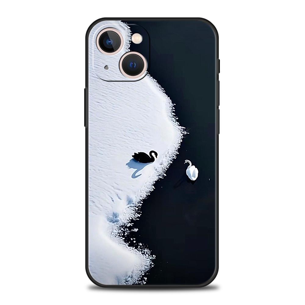 Elegant White Swan Design Phone Case Cover for iPhone 17 16 15 14 13 12 Pro Max 11 Pro Max 17 AIR Shockproof Soft TPU Shell Bags
