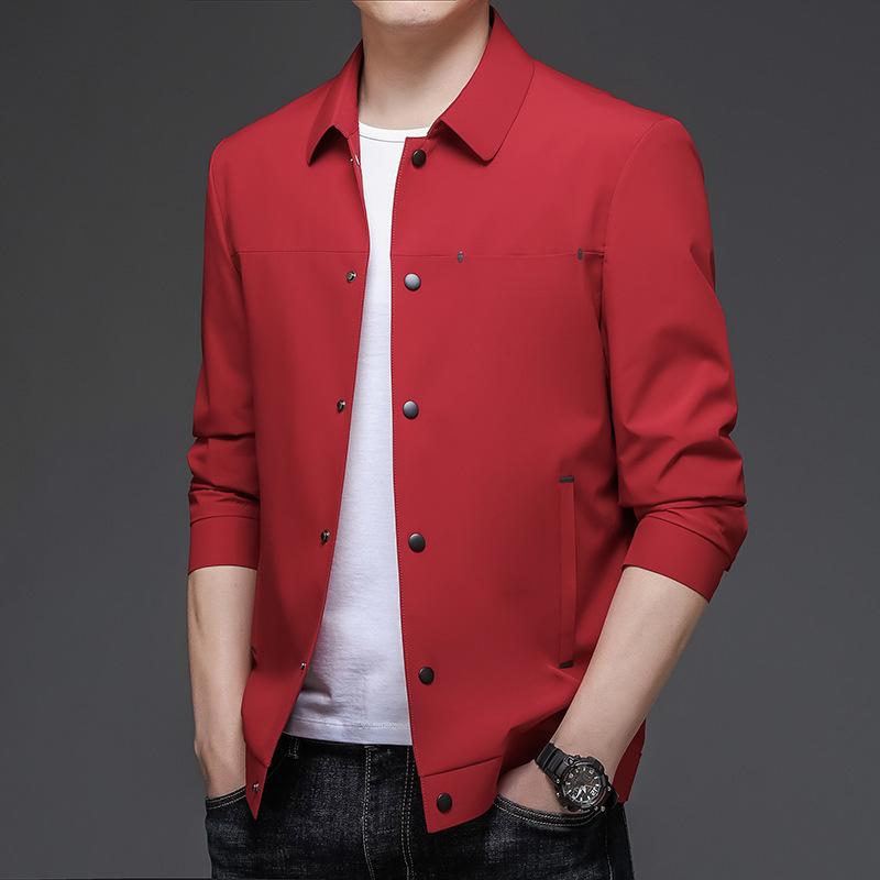 Printemps et automne nouveaux hommes revers manteau court cargo veste tendance jeune affaires décontracté manteau marée