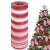 10 Yards Striped Mesh Ribbon Holiday Decoration DIY Wrapping Ribbons Cane Candy Christmas Wreath Tree Stripe Mesh Ribbon Decor