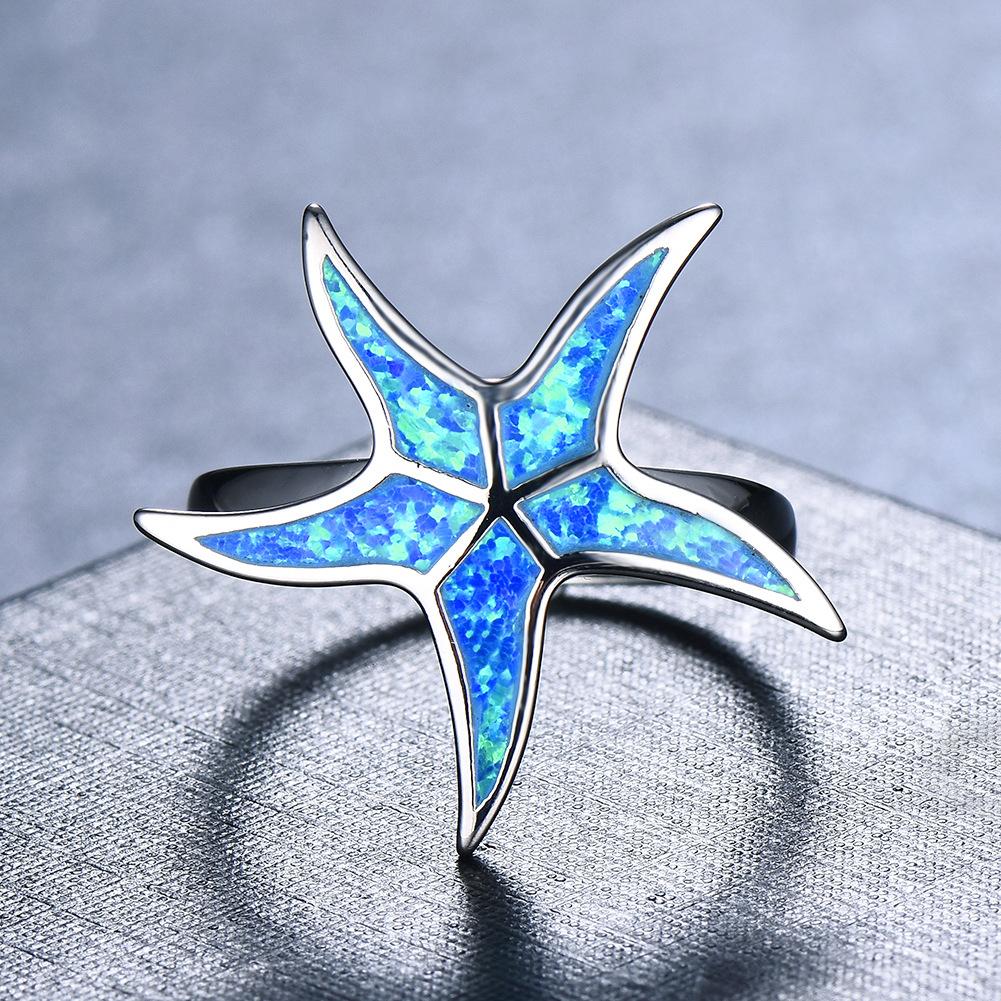 New Personalized Blue Temperament Starfish Ring