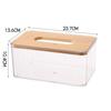Nordic Minimalist Wooden Tissue Box Cover Holder Organizer Modern Desktop Transparent Rectangular Bamboo Facial Tissue Dispenser