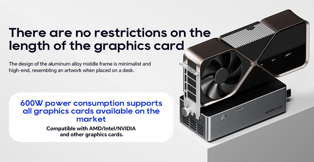 Dock eGPU AOOSTAR AG01 con Porta Oculink, Alimentatore Integrato da 800W, Ampia Compatibilità Supporta Interfaccia TGX Hot-swap Spina EU