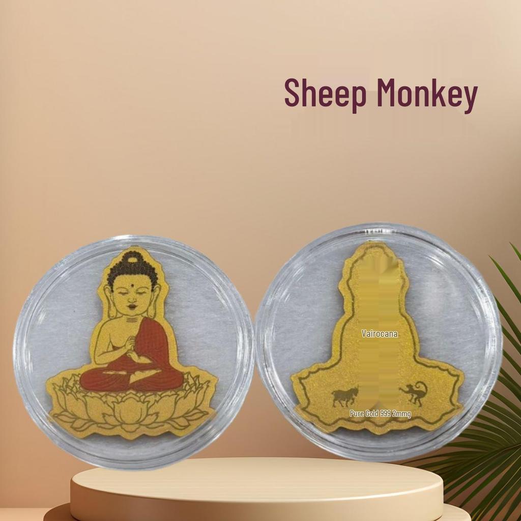 Twelve Zodiac Guardian Buddha Gold Phone Sticker – Colorful 999 Fine Gold
