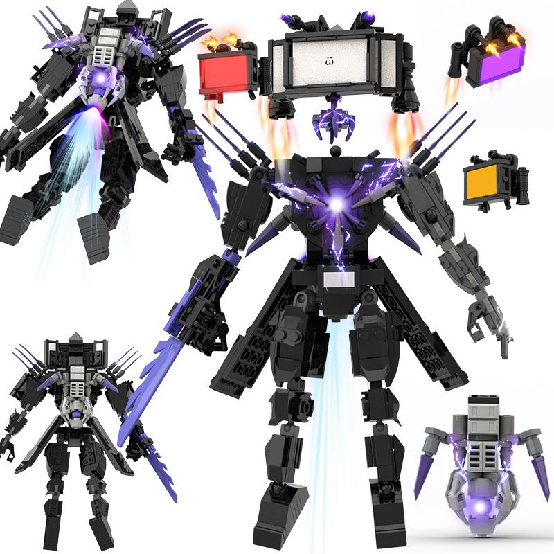 MOC Skibidi Toilette Bausteine Titan Monitorman Spinne VS TV Mann Figuren Konstruktionsspielzeug DIY Modell für Kinder Weihnachten