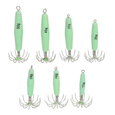 7 PCS Luminous Squid Jig 12 Hooks Stainless Steel Easy To Clean Glow Squid Jigs Baits Kit for