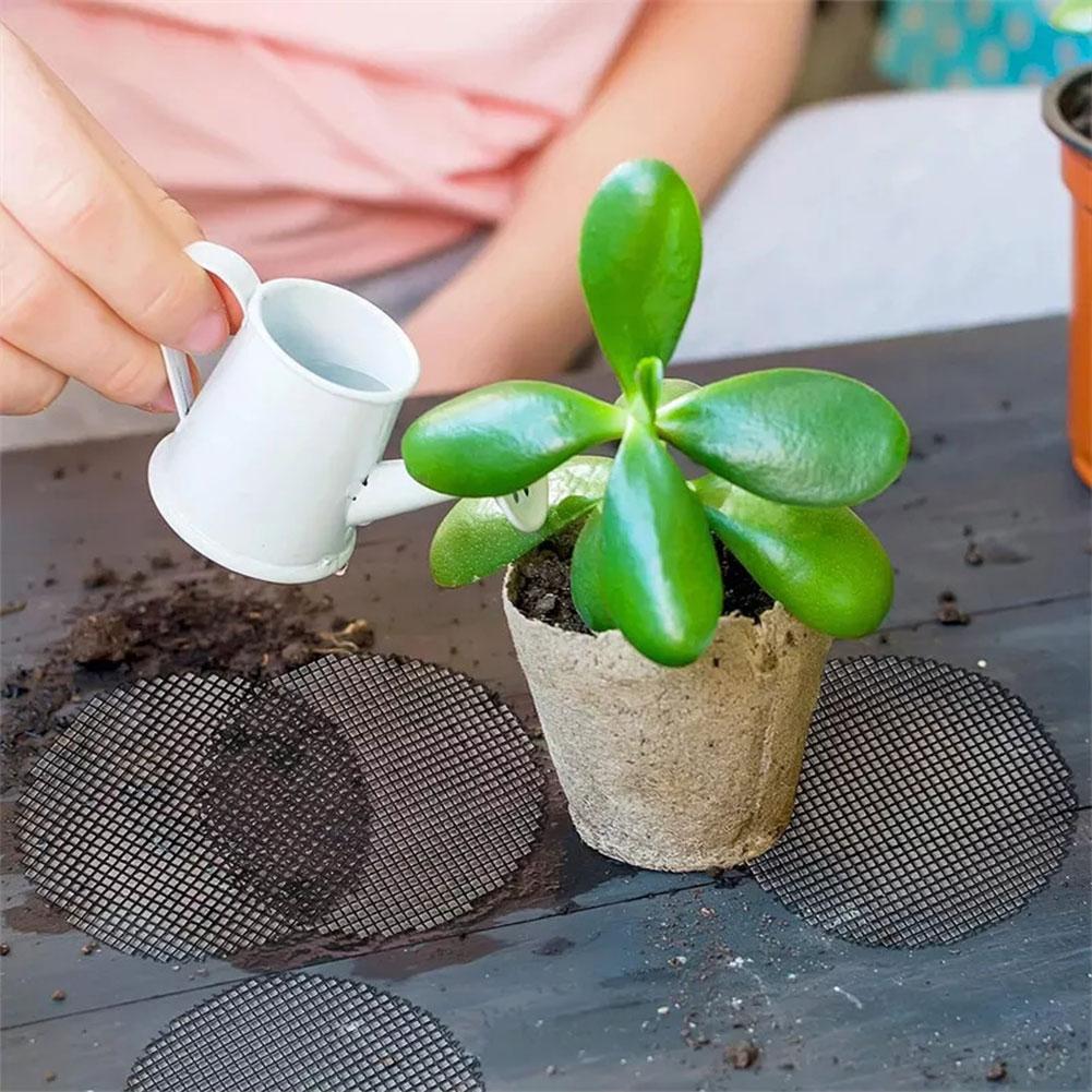 50PCS Flower Pot Hole Mesh Pad Breathable Bonsai Mesh Drainage Screens Bonsai Pot Bottom Grid Mat Drainage Mesh Hole Screen