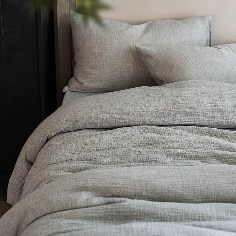 Plain Cotton Linen Double-Layer Yarn Bed 4-Pcs Set Class A Maternal Infant Grade Linen Cotton Yarn Cloth Wabi Sandy Wind 3-Pcs Set