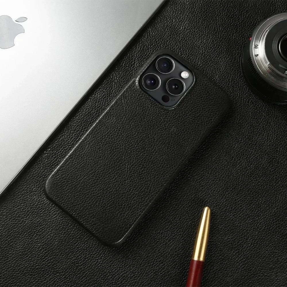 Durable Genuine Leather Case For iphone15Pro Max 14 Pro 13 12mini 11 Mobile Phone Cover Case Shockproof Back Protect Coque etui