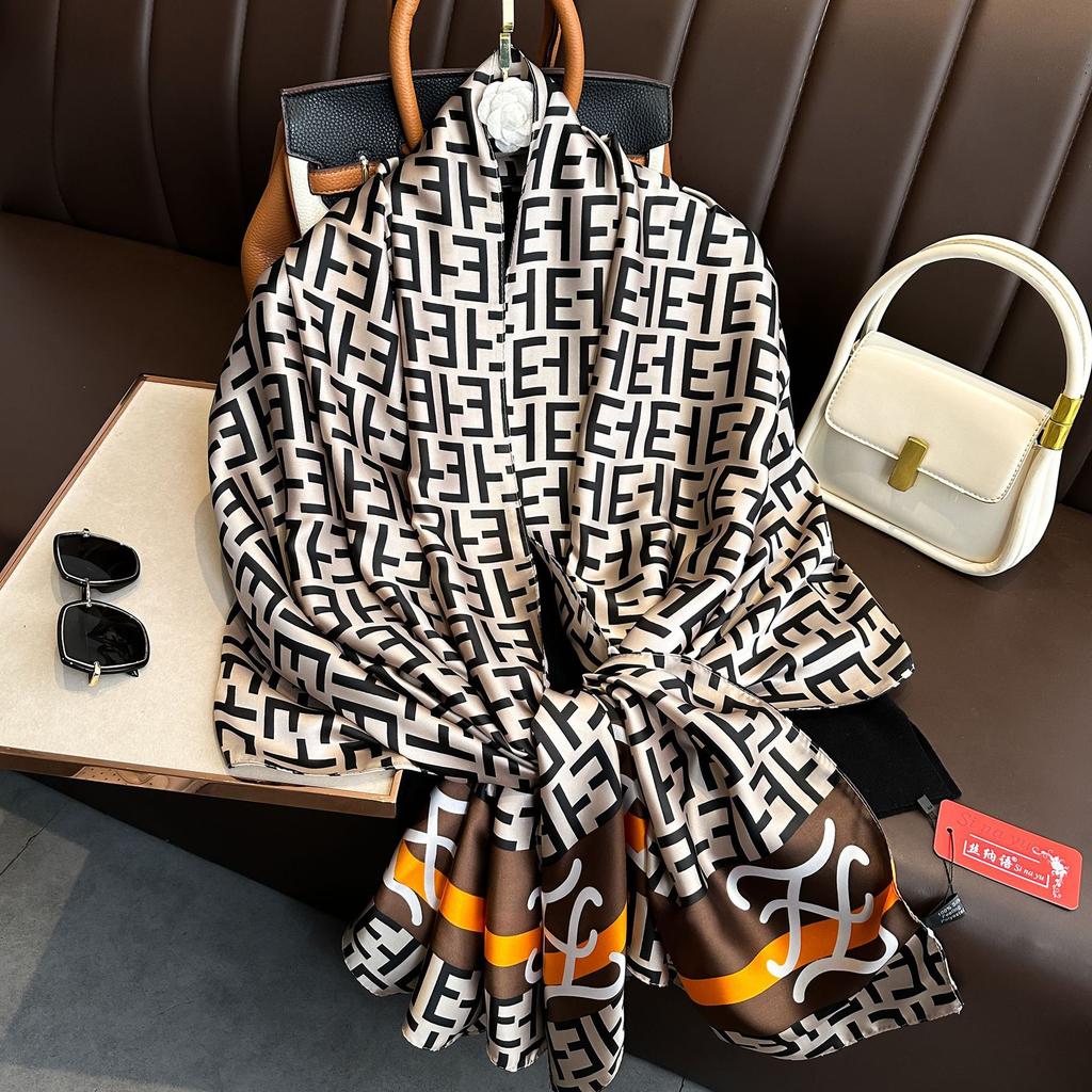 Luxury Brand Women Long Silk Scarves Shawl Lady Wrap Soft Female Europe Designer Beach Bandanna Foulard Muffler Pareo 180*90cm