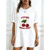 Oversized T Shirt Black Cherry Print With You Are Cherry Smart Text Casual Streetwear For Women