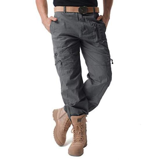 TACVASEN Outdoor Wear Ski and Military Size 3XL Men's Straight-Fit Zip-Cuff Pants, Work, Airsoft, Spring, Fishing, More, Abrasion-Resistant, Gray,