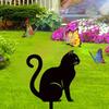 Metal Cat Fence Art Ornament, Whimsical Garden Decor for Outdoor Party Decoration