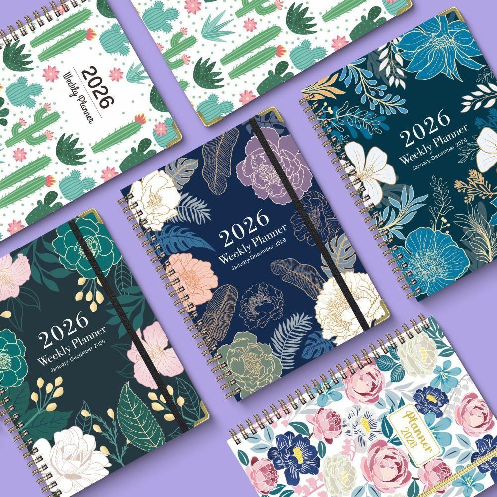 Flowers 2026 Schedule Book A5 Planner Notebook Portable Daily Planner Office Supplies