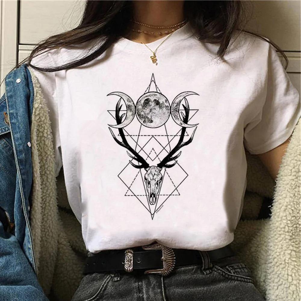 Witch Triple Moon Gothic Sun top women harajuku t-shirts girl graphic harajuku 2000s clothing women's gothic style sleeve shirt