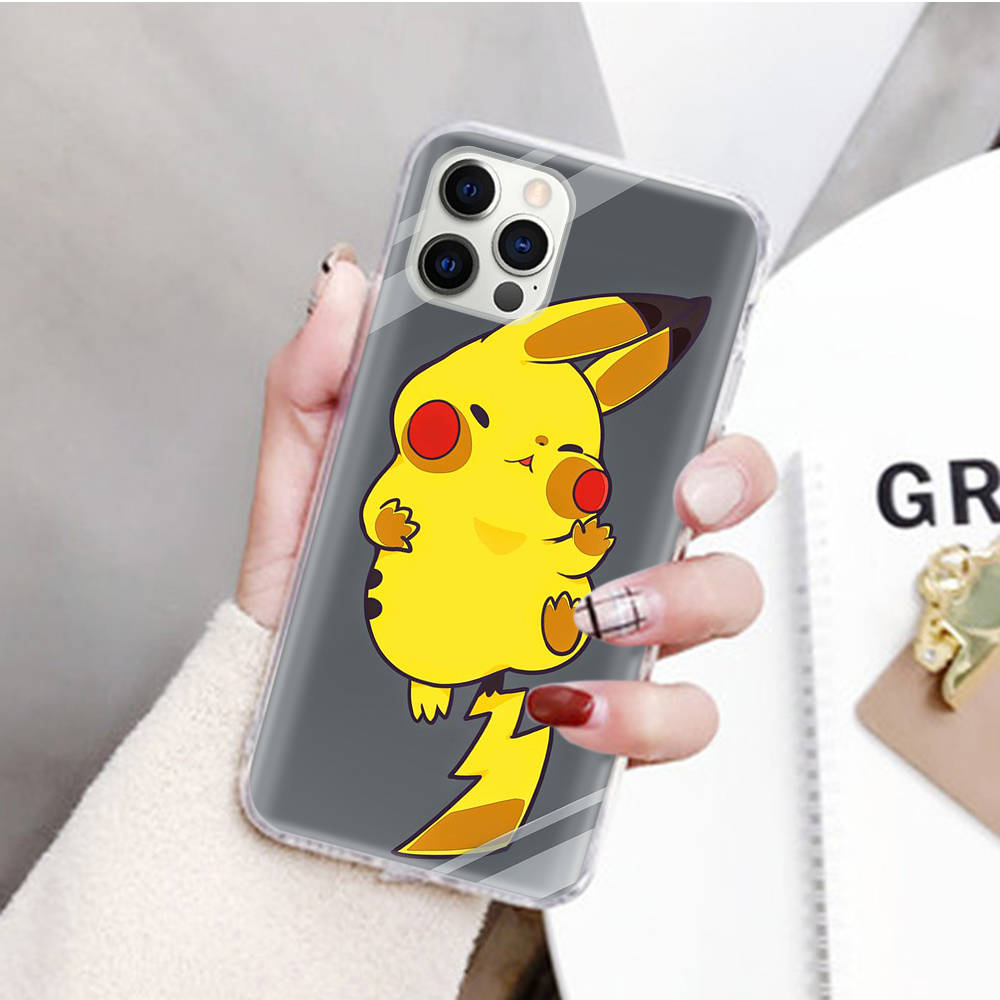 JP36 Pikachu Pokemon Transparent Case for Samsung A04 A14 A23 M33 M53 Realme 10 9 C35 C55 VIVO Y02 X80 Infinix Hot 30 Note 11 Tecno Spark 8P Pro