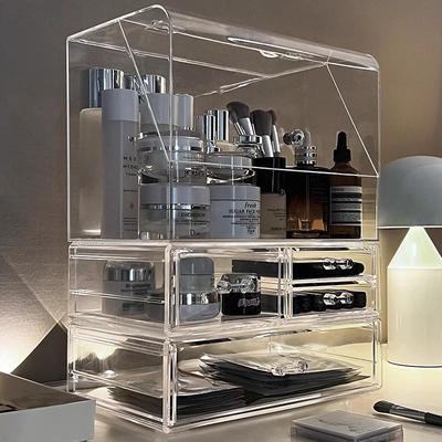 Organisateur Cosmétique et Soin de la Peau en Acrylique Haut de Gamme - Boîte de Rangement de Bureau Étanche à Grande Capacité