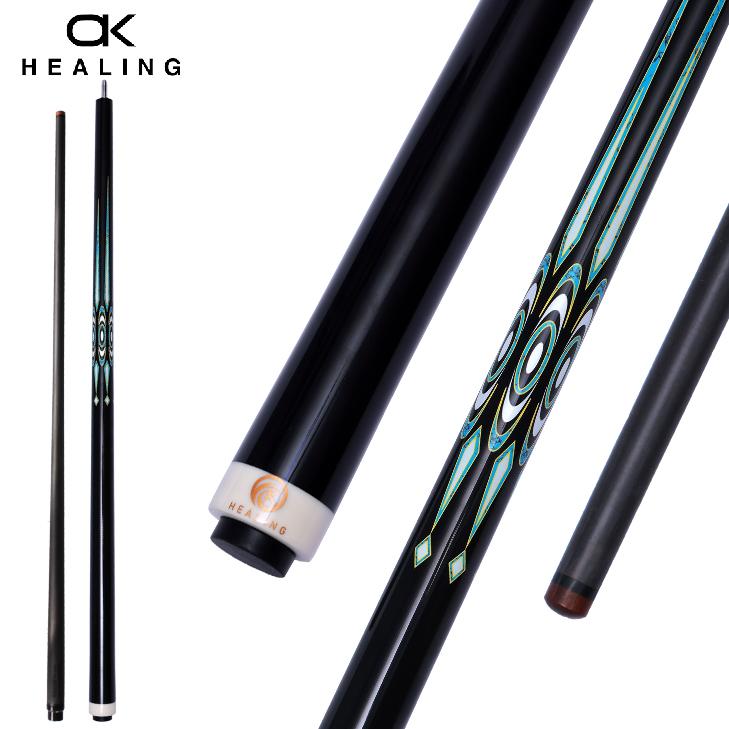 OKHEALING Carbon Fiber Pool Cue Billiard sticks Carbon Fiber Shaft Butt 12.9mm Tip Uni-loc Joint 147cm/58inch Length 19~20oz Weight Billiard Cue nero