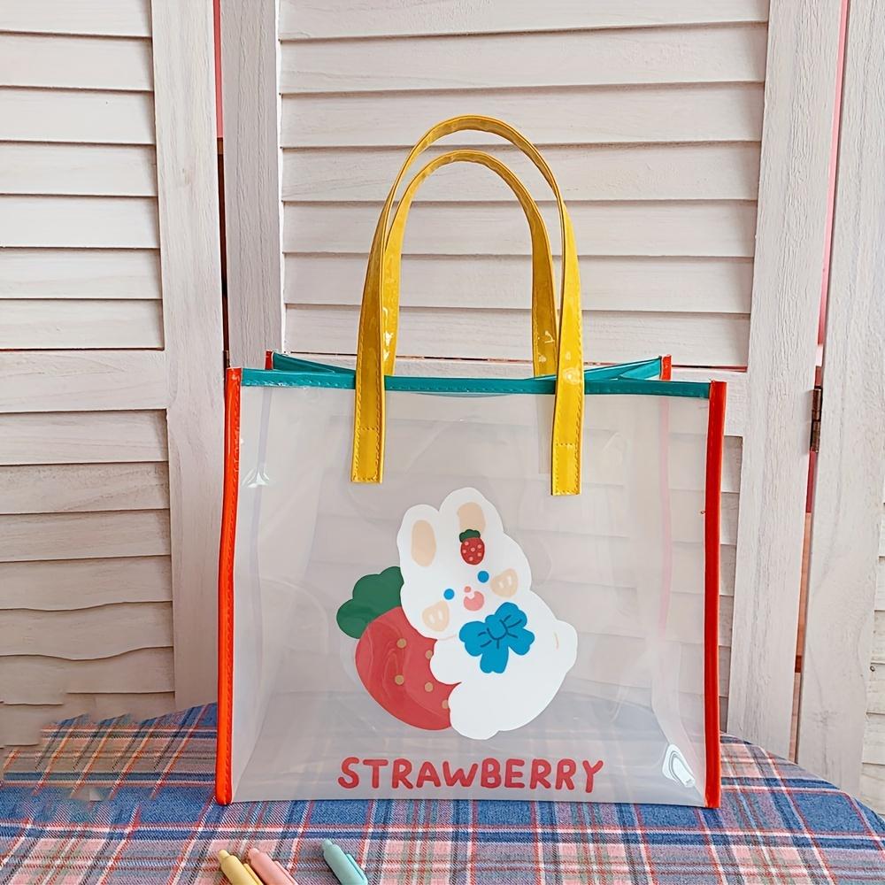 1pc Women's Transparent Jelly Shoulder Bag – Cartoon Bear Rabbit Design, Large Capacity for Summer Travel & Beach Carrying