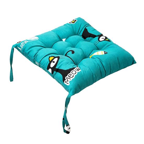 Breathable Seat Pad for All Seasons Square Chair Cushion with Ties, Ultra Soft Pad, Animal Flower Decorative Kitchen Pattern, 15.75" X Dining