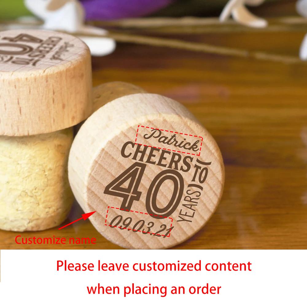 

5Pcs Personalised Wooden Wine Corks 25th 30th 40th 50th 60th 70th Birthday Favors for Adults Guest Wine Stopper Home Table Decor 5pcs 3.3x3cm