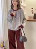 Women's Wool Knit Round Neck Loose Pullover - Autumn/Winter Korean Lazy Style Sweater