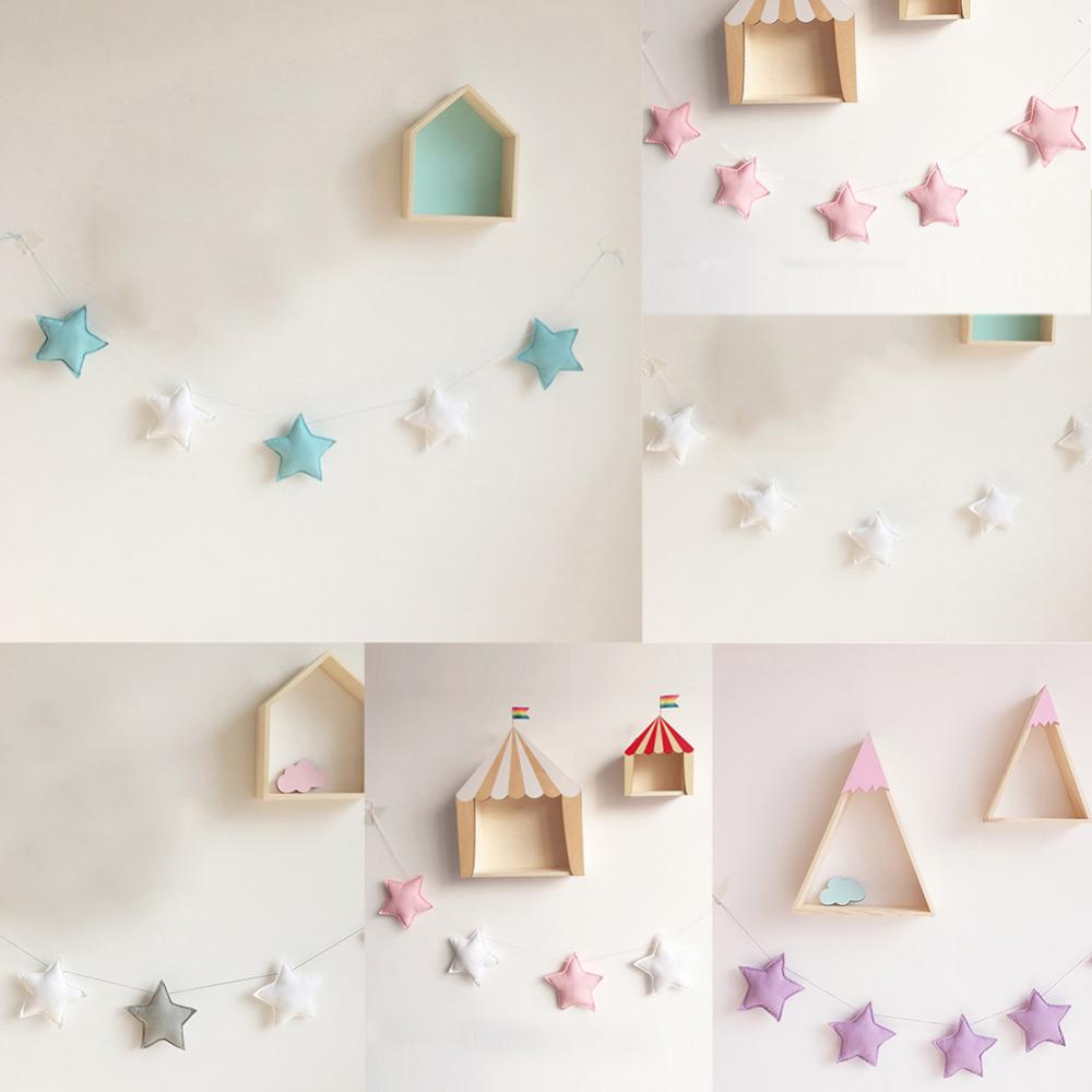 Cute Nordic 5Pcs Stars Hanging Ornaments Banner Bunting Party Kid Bed Room Decor