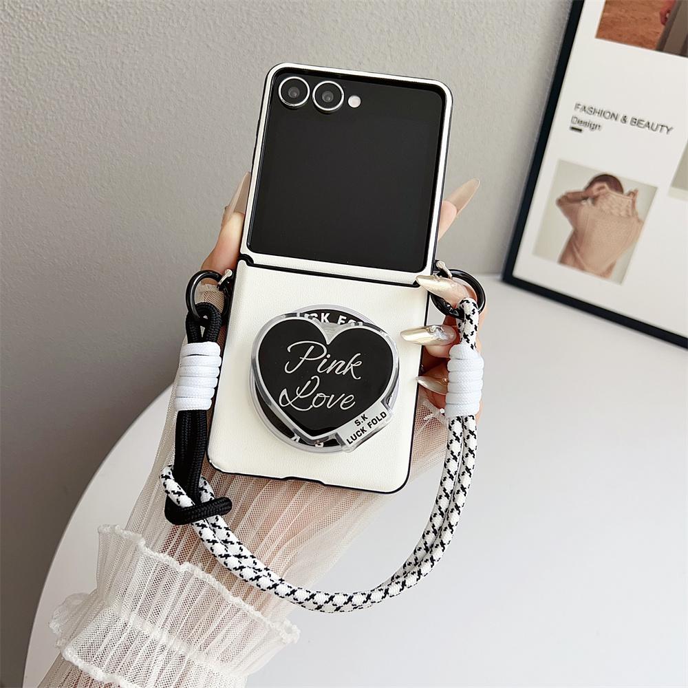3 in 1 Detachable Magnetic Love Stand Wrist Strap Phone Case for Samsung Galaxy Flip7 Flip6 Z Flip 3 4 5 6 7 FE Protective Cover