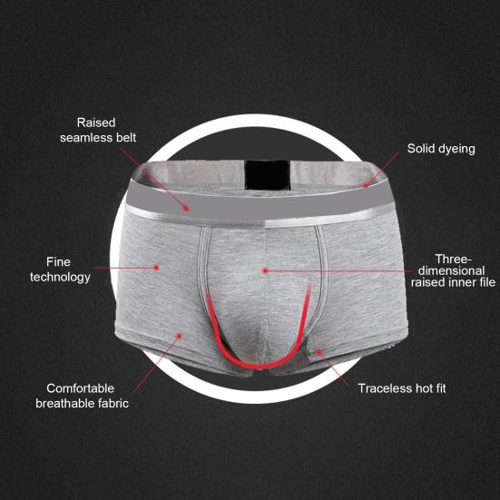 Bokserbukse for menn Mellomhøyt bred elastisk linning Brevtrykk Ensfarget bokserundertøy U-konveks design Truser med høy elastisitet