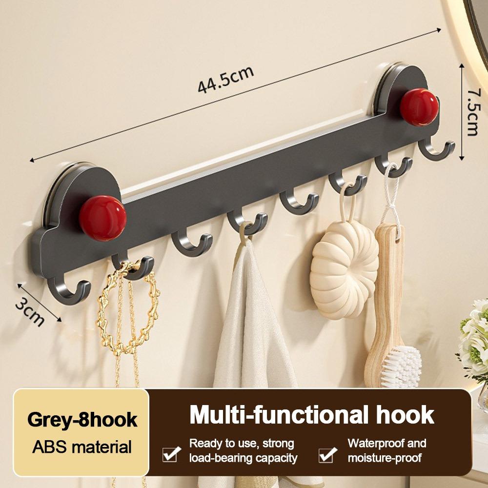 Plastic Bathroom Towel Holder Single Row Suction Cup Clothes Hanger Hook Simply Storage Convenient Coat Rack