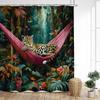 Tropical Jungle Leopard Shower Curtains Wild Animals Floral Green Plants Modern Fabric Home Bathroom Curtain Decor With Hooks