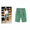 Damen Caprihose, einfarbig, locker, lässig, elastische Taille, Slim Fit, Kordelzug, Taschen