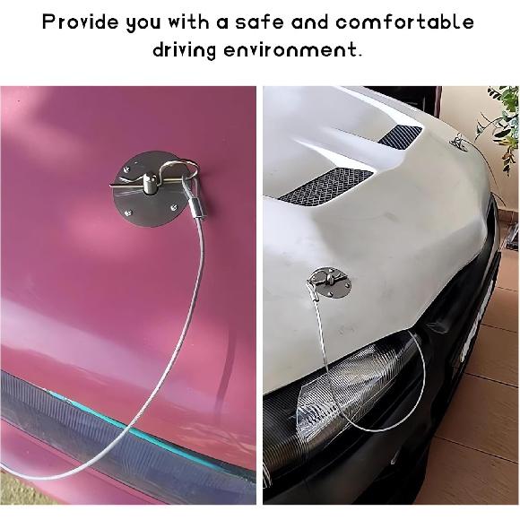 2 PCS Stainless Steel Car Hood P Kit, Quick Release Hood Cover Pin Lock Appearance Kit With Racing Lanyard, Universal Engine Bumper Bonnet Pin For