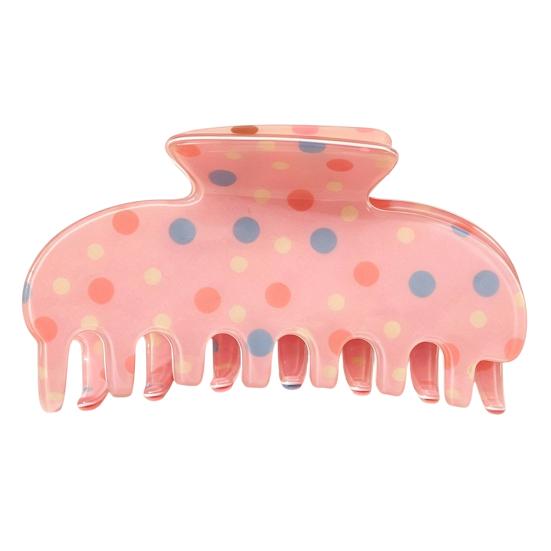 Fashion Hair Barrettes for Girls Colorful Polka Dot Claw Clip Women, Sweet Macaron Style Non-slip Shark Half Up Bun Clips Gripper Thick Hair,