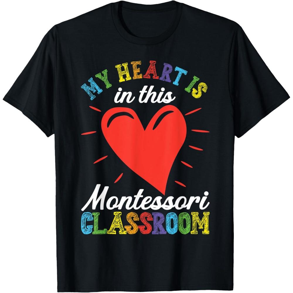 Funny Teacher Valentines Day 2022 Montessori Teacher Heart Cotton Men T Shirt XL