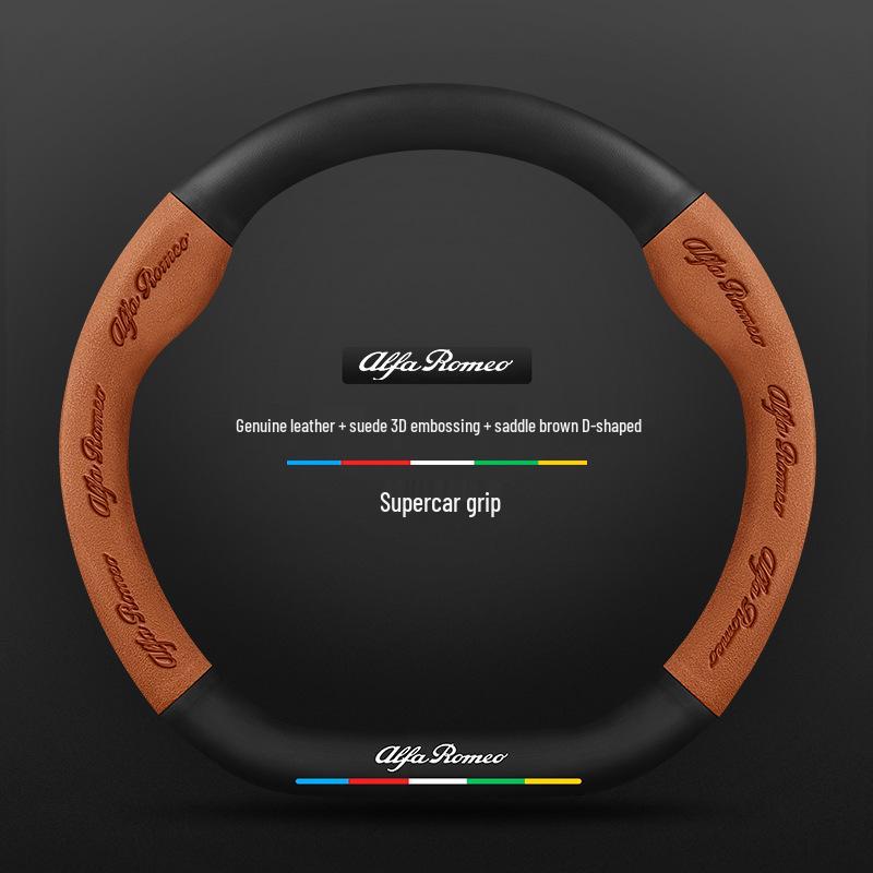 Carbon Fiber & Alcantara Leather Steering Wheel Cover for Alfa Romeo Stelvio, Stanway, Giulia, Juliet