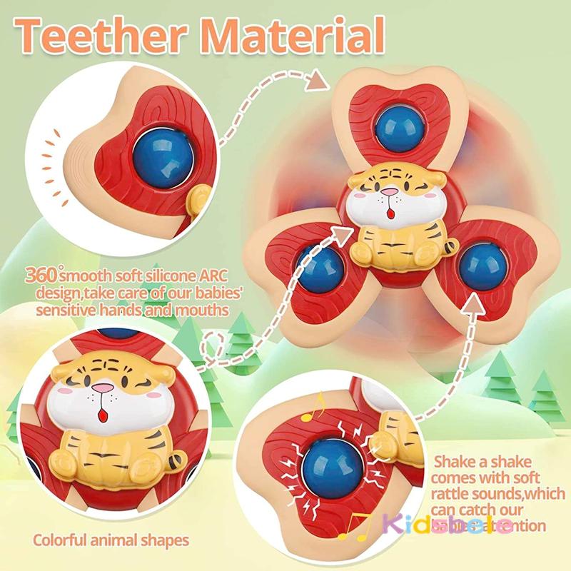 New Style 3 PCS Suction Cup Rotating Toys for Infant and Toddlers Fun Bath Toys with Spinning Suction Cups Fingertip Gyroscope