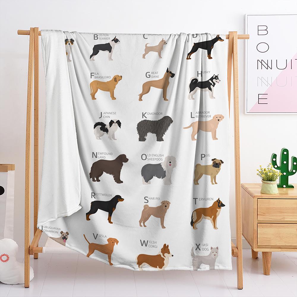 Blanket Flannel Blanket Illustration Flower Animal 3D Digital Printing Blanket Cover Blanket