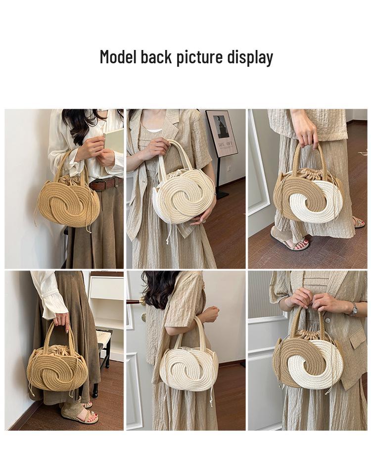 2026 Women's Color Block Straw Woven Beach Bag - Stylish, Elegant & Versatile Shoulder Tote