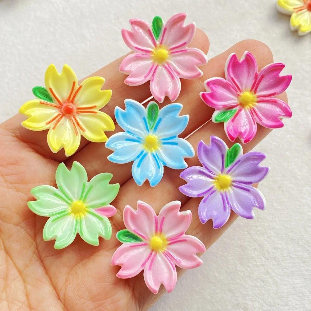 10 Pcs Cute Cartoon Flower Series Resin Crafts for Scrapbooking and DIY Jewelry Making