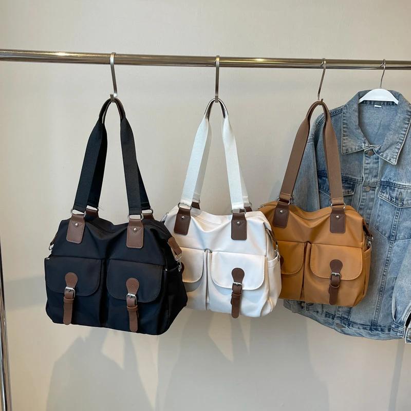 Decorative Nylon Shoulder Bag for Women Casual Monochromatic Large Capacity Fashion Bag Quality