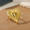 Super Heart Rings for Women Stainless Steel Gold Color Heart Ring Aesthetic Wedding Waterproof Jewelry Gift