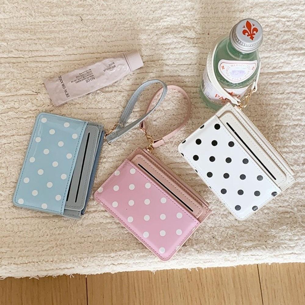 Ultra Light Polka Dot Card Holder Ultra Slim Women Mini Wallet Minimalist Coin Purse Evening Out