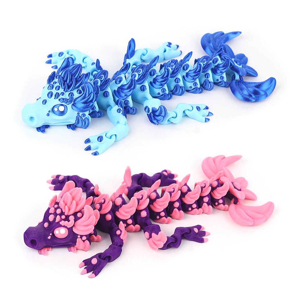 Modelo de Dragão Colorido Impresso em 3D com Articulações Móveis, Ornamento de Mesa Colecionável, Decoração de Escritório
