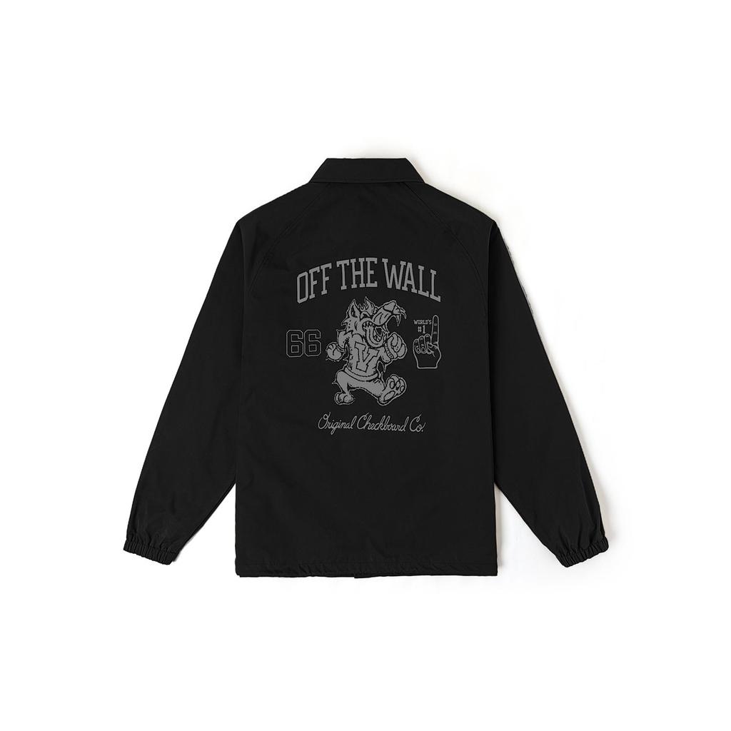 Vans Off The Wall Logo Letter Collar Long Sleeve Shirt Jacket Men Jacket Black VN000NM6BLK
